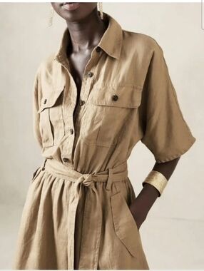 Banana Republic Linen Utility Dress Size Small